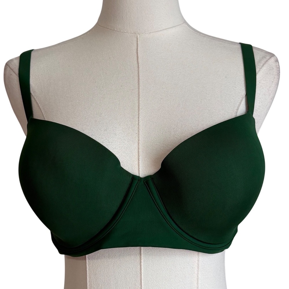 Aerie Smoothez Demi Bra Womens Size 38C Green Underwire Recycled Nylon Everyday